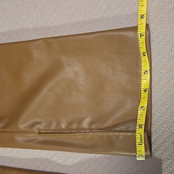 Women's faux leather pull-on pants - light brown, size US 4-6 - Picture 7 of 10